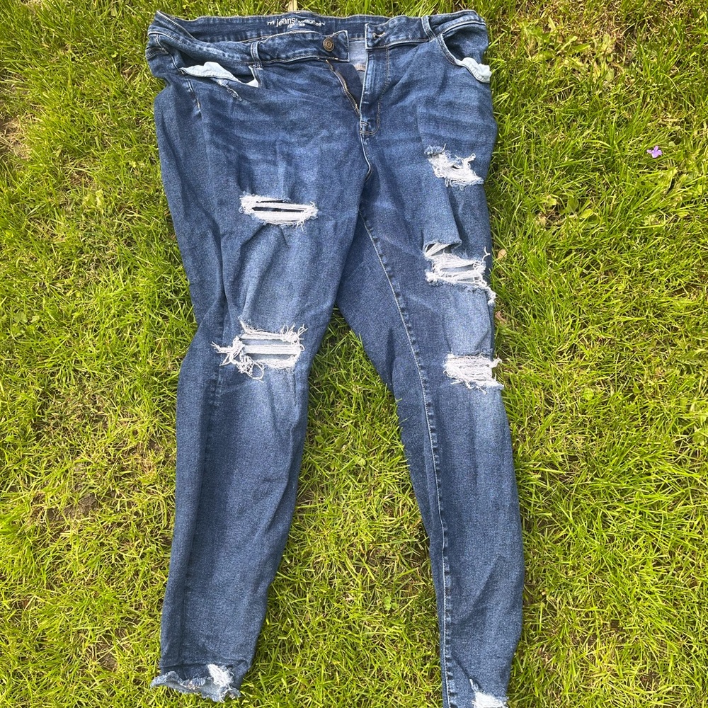 Distressed Blue Jeans